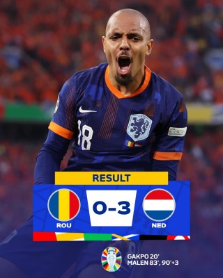 الطاحونة الهولندية تضرب رومانيا بالثلاثة وتحلق إلى ربع النهائي