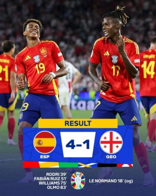 إسبانيا تسحق جورجيا وتضرب موعدا ناريا مع ألمانيا