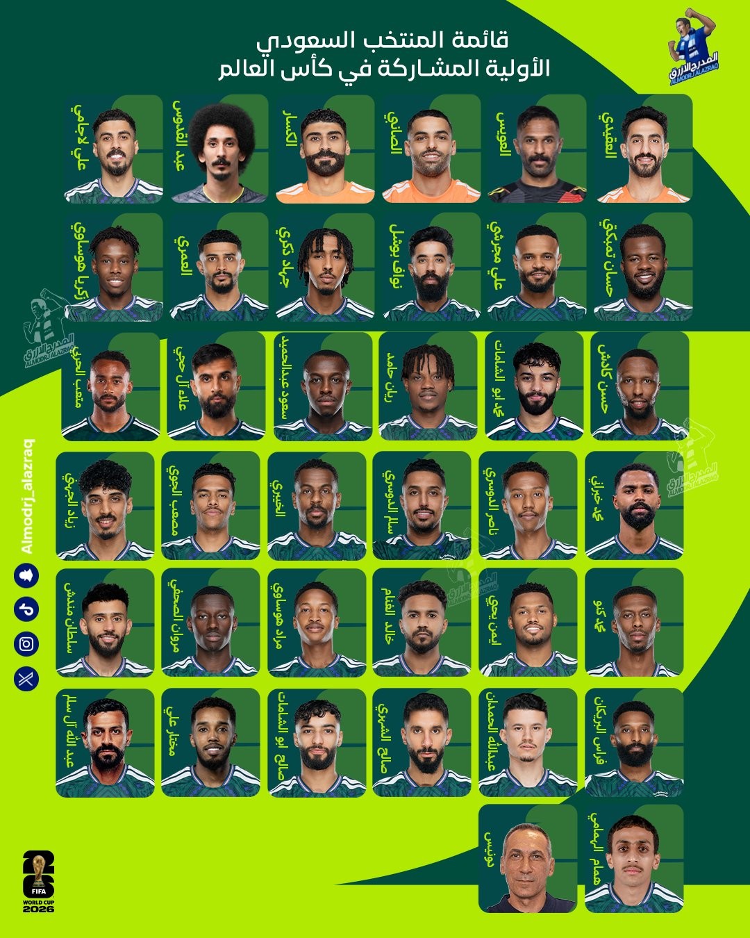 قائمة المنتخب السعودي الأولية المشاركة في كأس العالم 2026 ???