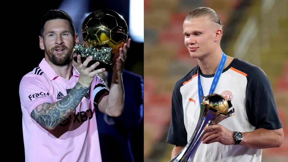 Erling Haaland suggests he can only win Ballon d'Or once Lionel Messi retires as Man City striker concedes Inter Miami superstar is 'the best to ever play football'