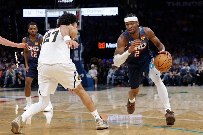 Title holder  NBA  Oklahoma City Thunder  okcthunder  The summit is decided against its guest, the Denver Nuggets    In his favor with a score of 127 - 121 after extra time